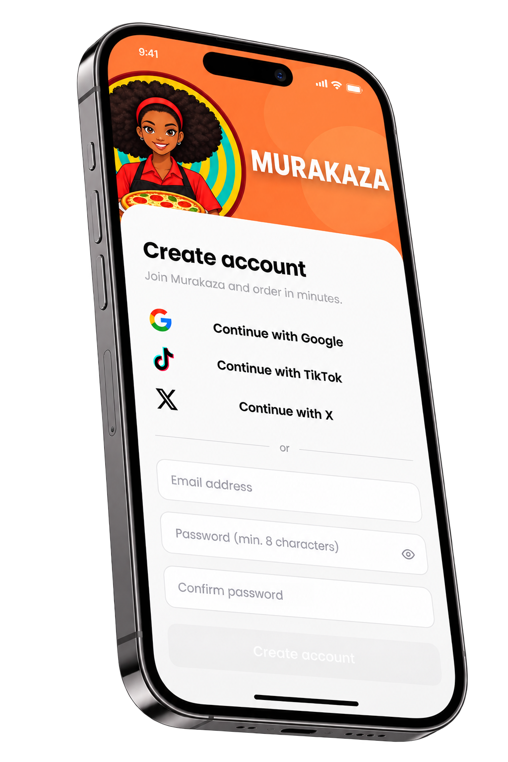 Murakaza app sign in screen